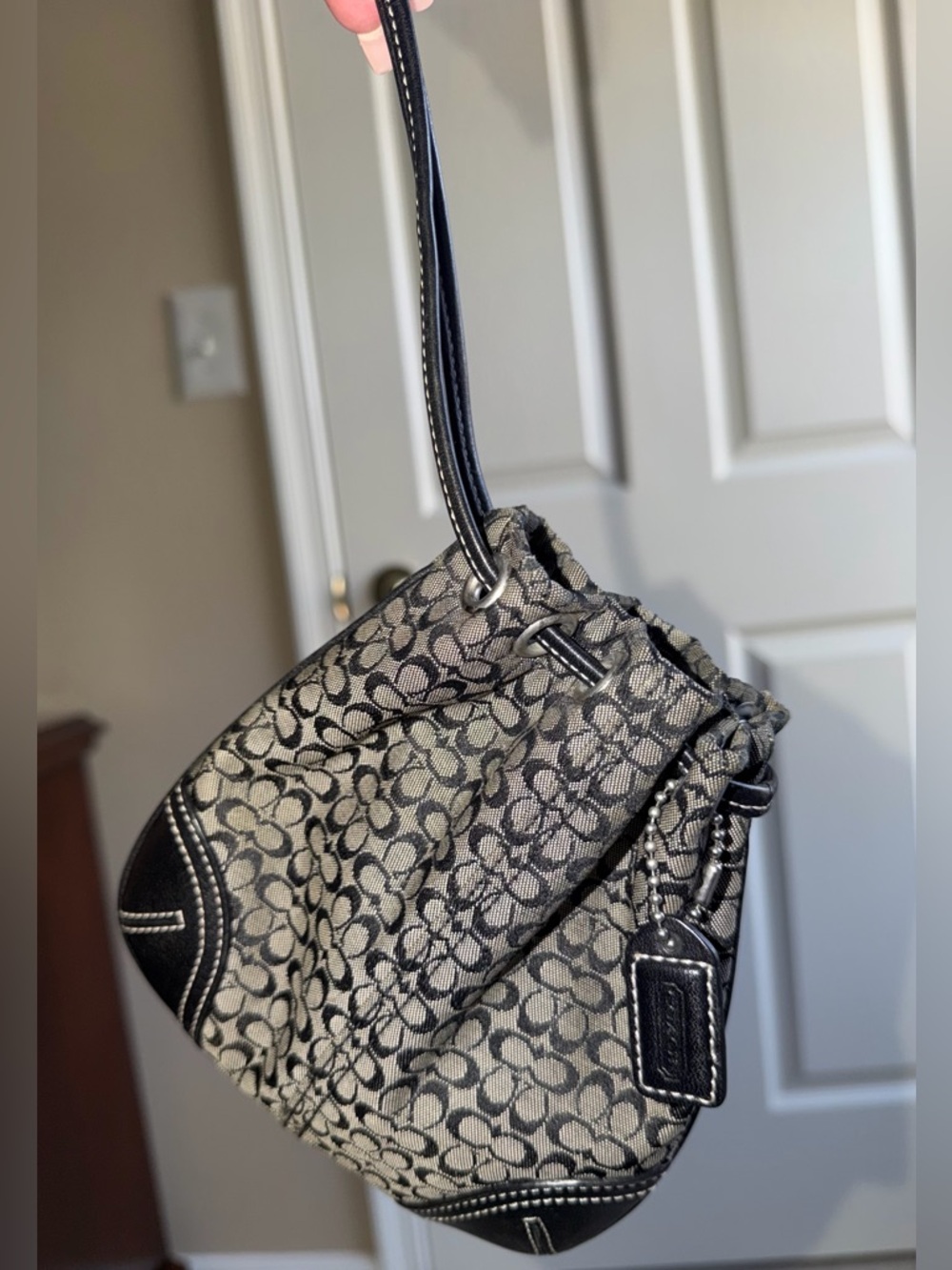 Coach Gray and black signature wristlet